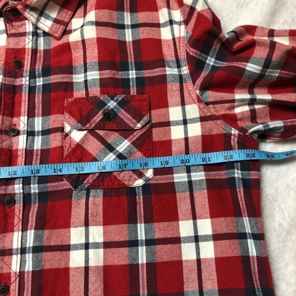Hudson North Red/Navy Plaid Flannel Button Up Shirt Size XL - Picture 6 of 8